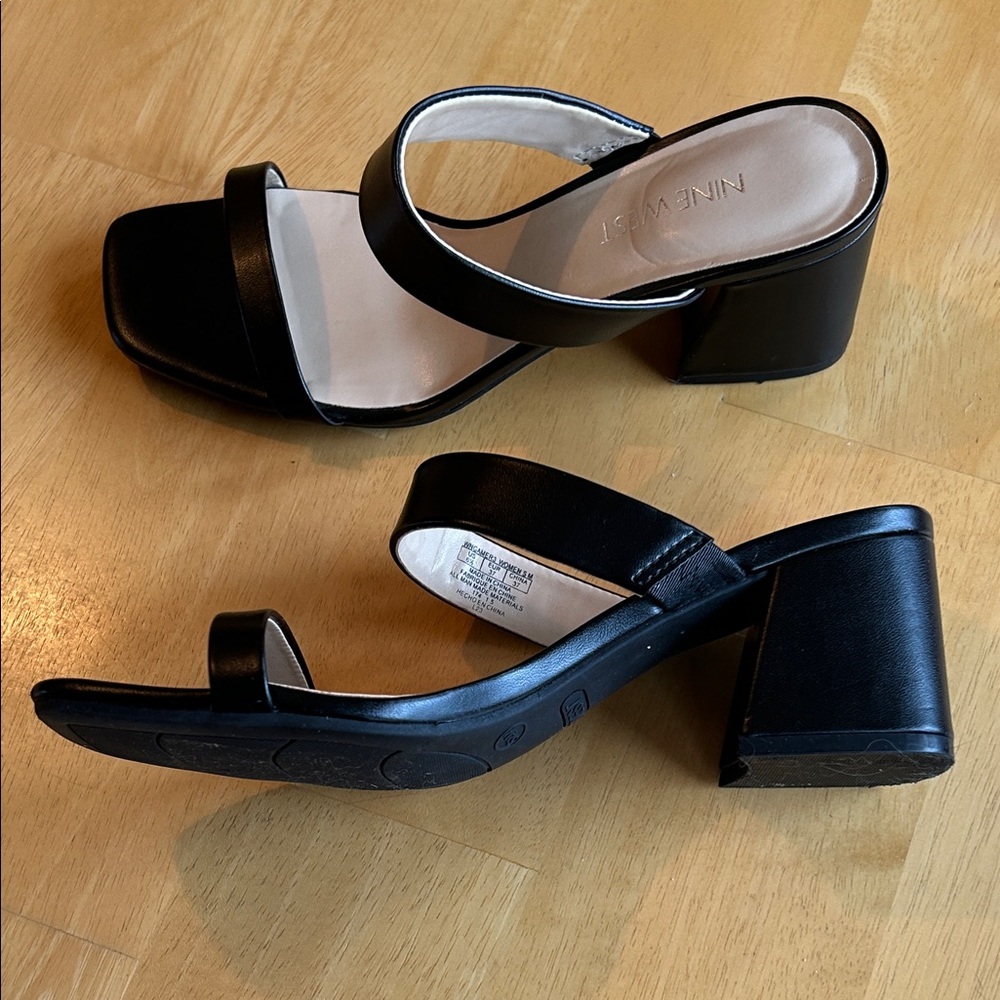 Nine West Black Block Heel Sandals - Picture 6 of 9